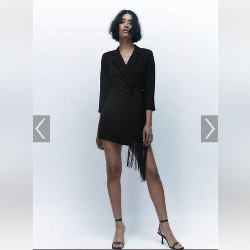 Zara Bodysuit Blazer Dress with Fringe Size M